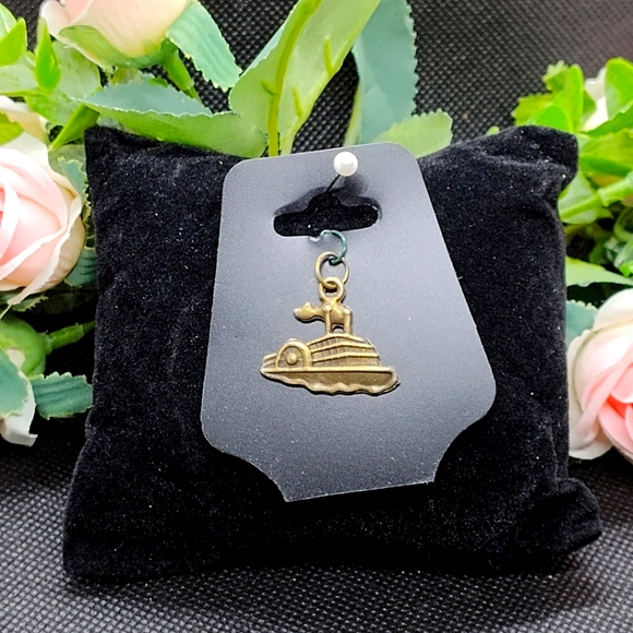 Antique Bronze Steamboat ship Charm Pendant New - Picture 1 of 4